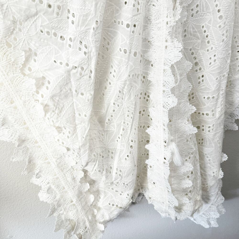 DANCE & MARVEL | Lace Eyelet Cover Up Kimono Wrap Tie  White Oversized | Small - Picture 6 of 9